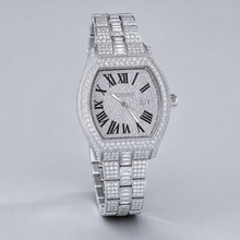 Men’s Roman Numeral Cushion Quartz Watch — Silver studio front hero