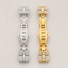 Men’s Roman Numeral Cushion Quartz Watch — Silver and Gold bracelet detail comparison