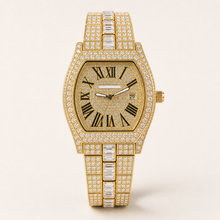 Men’s Roman Numeral Cushion Quartz Watch — Gold studio front alternate