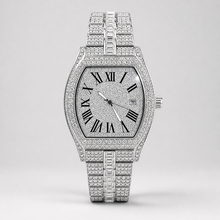 Men’s Roman Numeral Cushion Quartz Watch — Silver studio front alternate