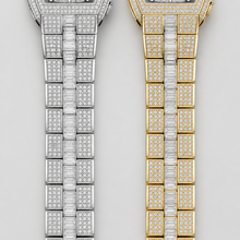 Men’s Roman Numeral Cushion Quartz Watch — Silver and Gold bracelet comparison