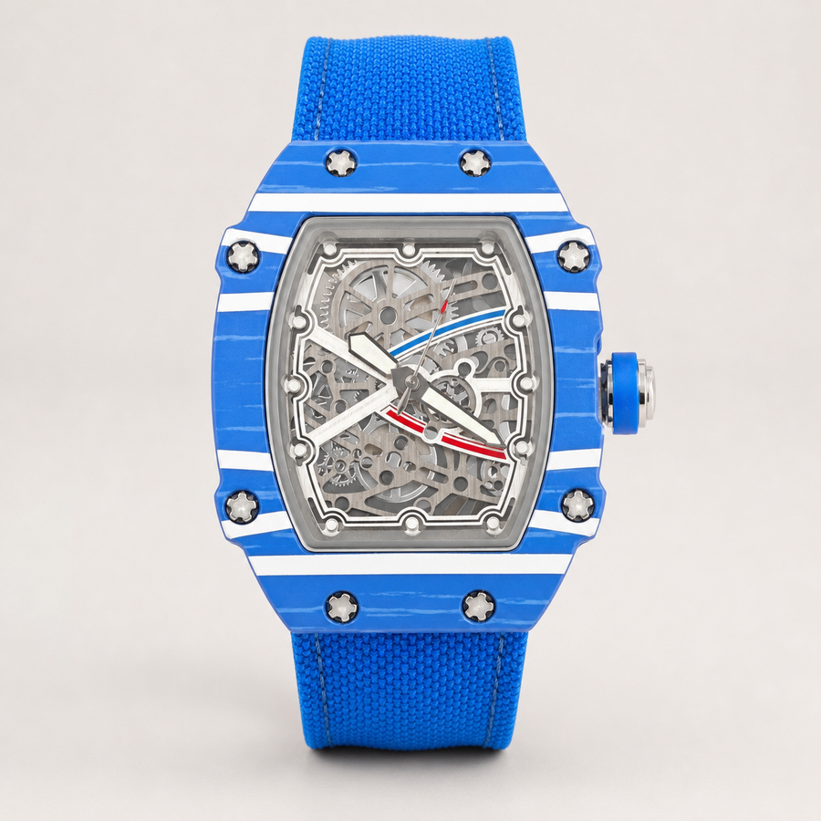 Men’s Gear-Motif Barrel Quartz Watch — A, product photo 01
