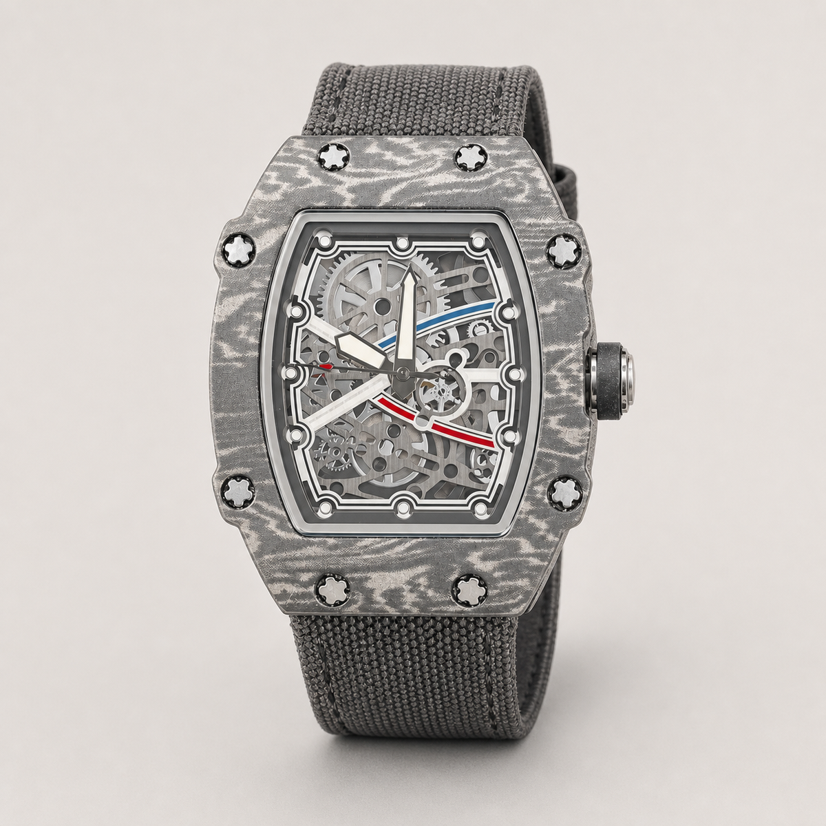 Men’s Gear-Motif Barrel Quartz Watch — B, product photo 04