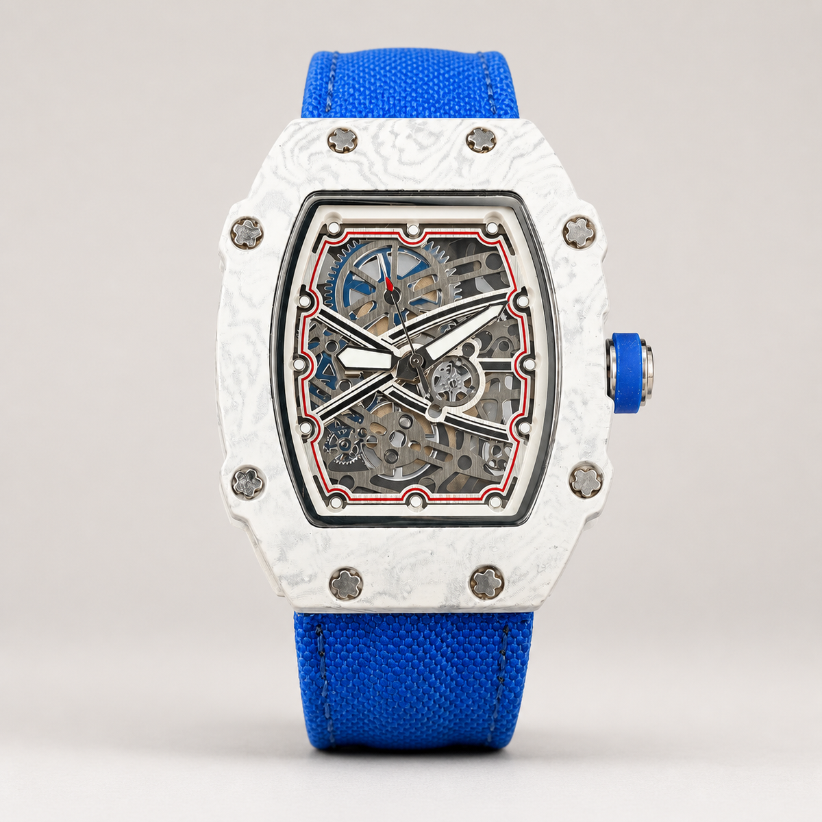 Men’s Gear-Motif Barrel Quartz Watch — D, product photo 05