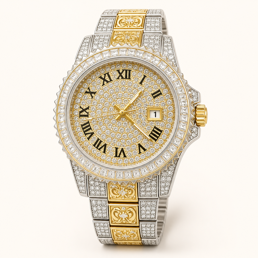 Ornate Roman-Index Quartz Watch — Silver gold, product photo 02