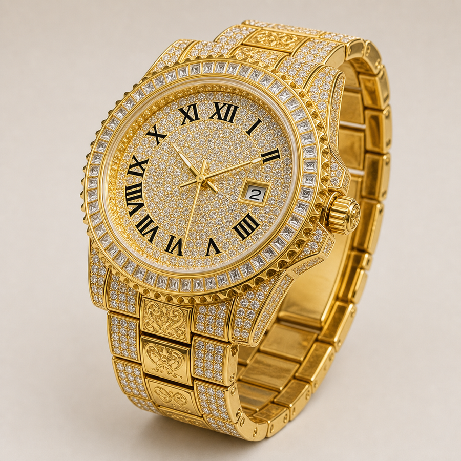 Ornate Roman-Index Quartz Watch — Gold, product photo 04