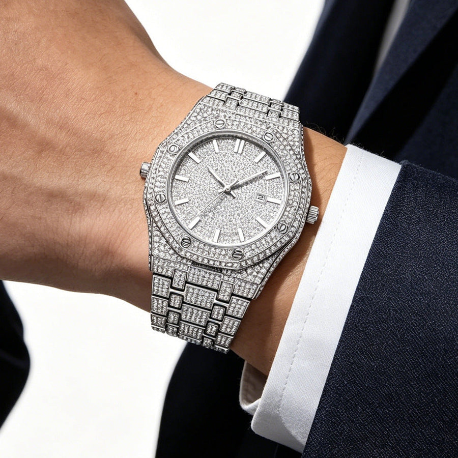 Men’s Brick-Link Baton-Dial Quartz Watch — product photo 04