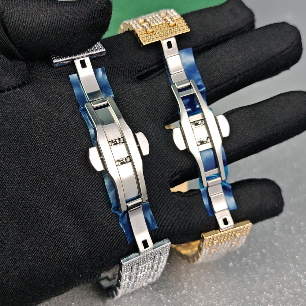 Men’s Brick-Link Baton-Dial Quartz Watch — product photo 09