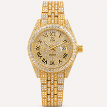 Roman Accent-Bezel Calendar Quartz Watch for Everyone — Gold, product photo 01