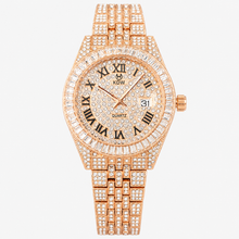 Roman Accent-Bezel Calendar Quartz Watch for Everyone — Rose Gold, product photo 08