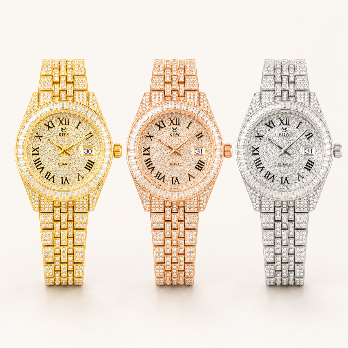 Roman Accent-Bezel Calendar Quartz Watch for Everyone — product photo 11