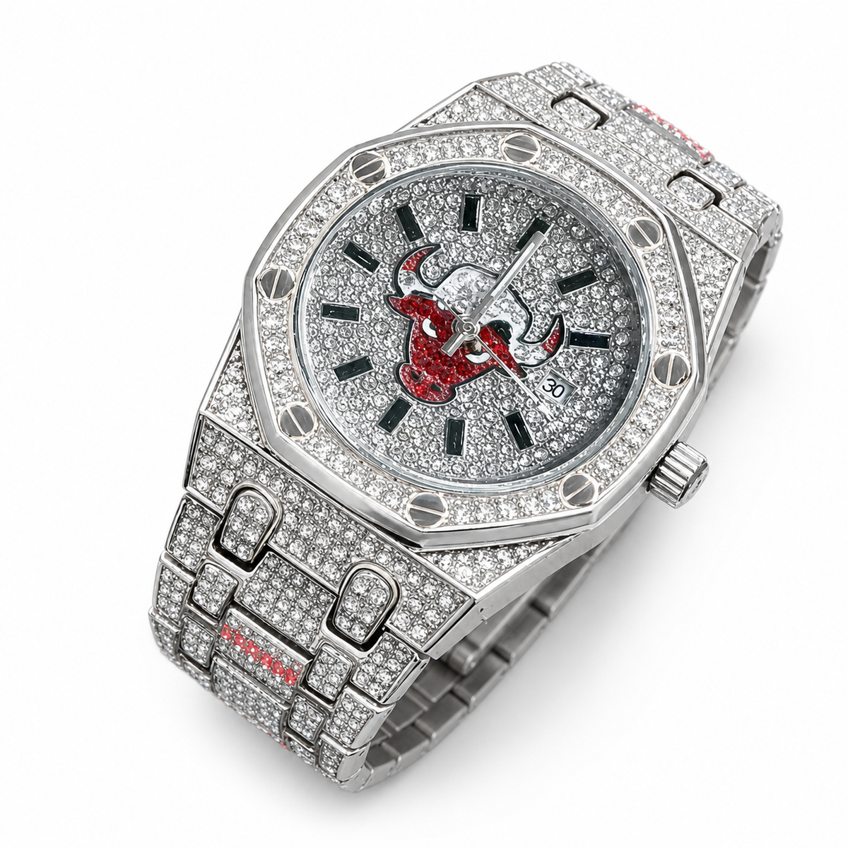 Men’s Screw-Accent Central-Motif Calendar Watch — product photo 06