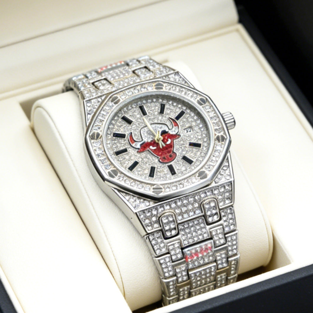 Men’s Screw-Accent Central-Motif Calendar Watch — product photo 05
