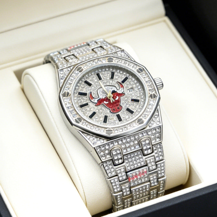 Men’s Screw-Accent Central-Motif Calendar Watch — product photo 05