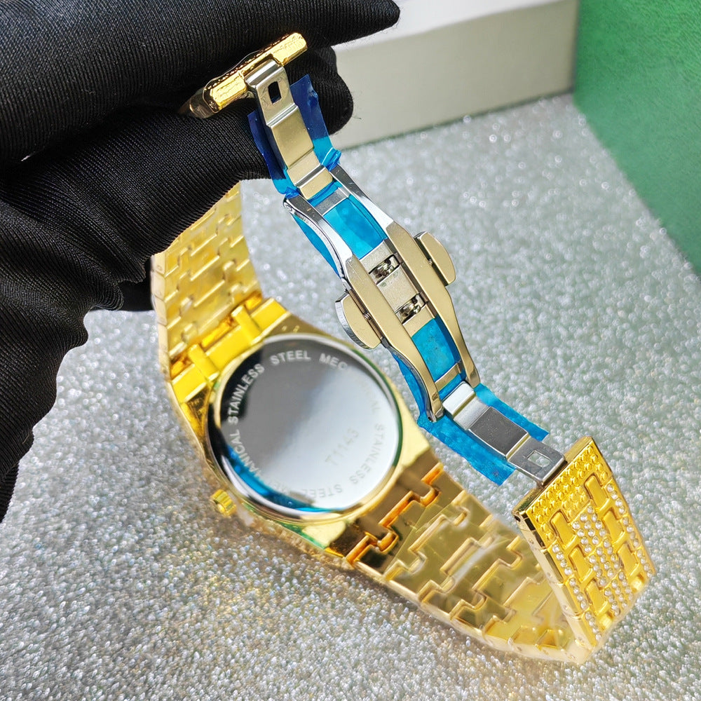 Men’s Screw-Accent Central-Motif Calendar Watch — product photo 04