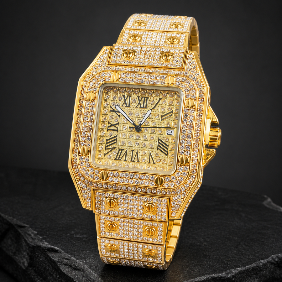 Premium regenerated product view 001 — layered Roman square watch