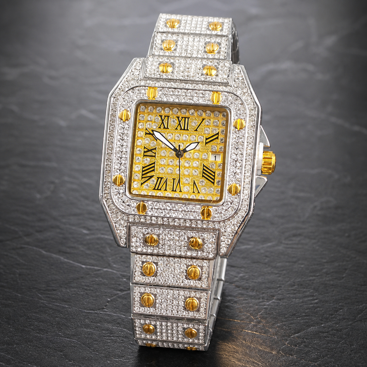 Premium regenerated product view 008 — layered Roman square watch