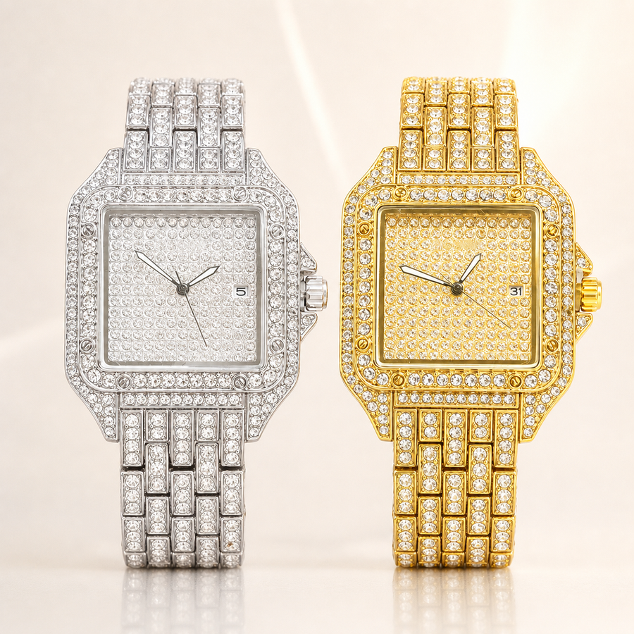Premium regenerated product view 002 — linear-grid square watch