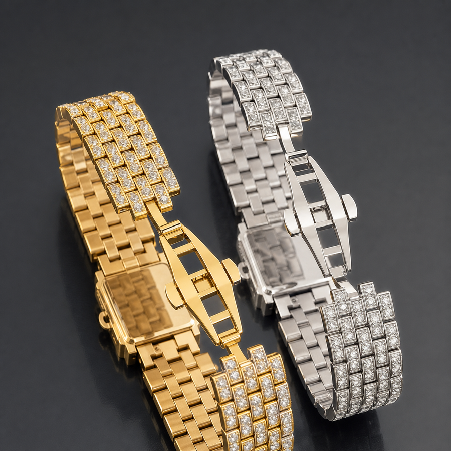 Premium regenerated product view 003 — linear-grid square watch