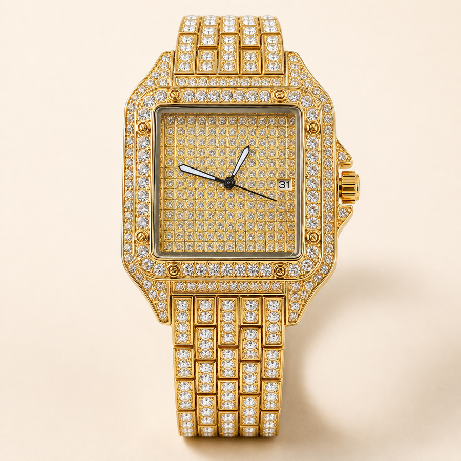 Premium regenerated product view 004 — linear-grid square watch