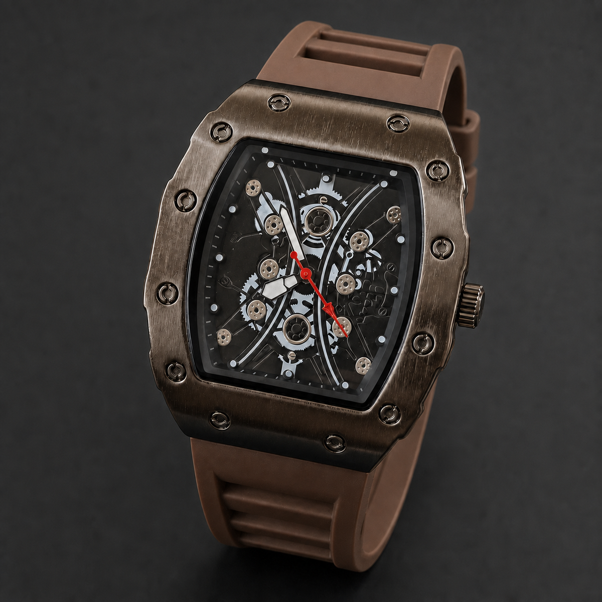 Premium regenerated product view 002 — gear-motif tonneau watch