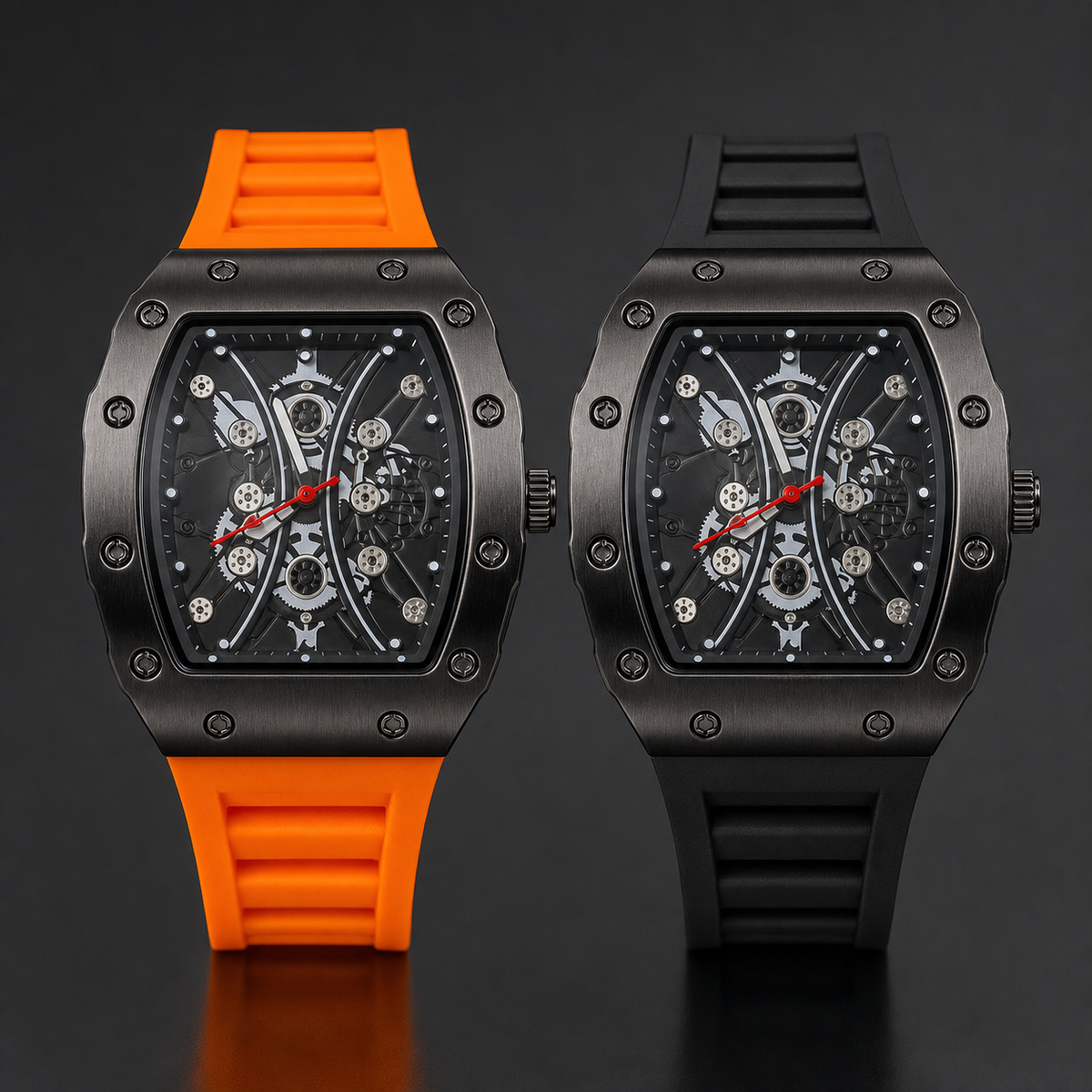 Premium regenerated product view 008 — gear-motif tonneau watch