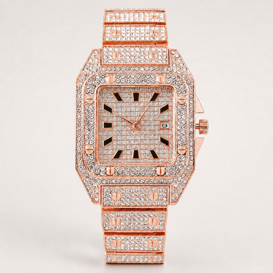 Premium regenerated product view 003 — Roman tiled-detail square watch