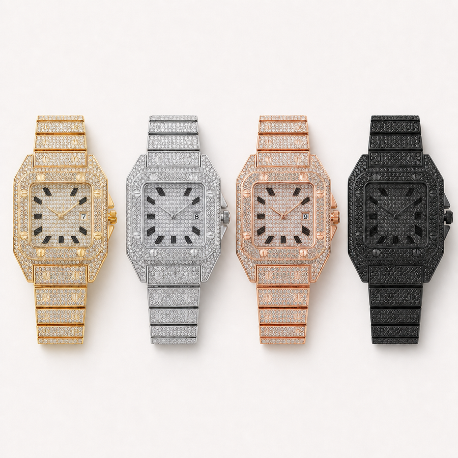 Premium regenerated product view 004 — Roman tiled-detail square watch