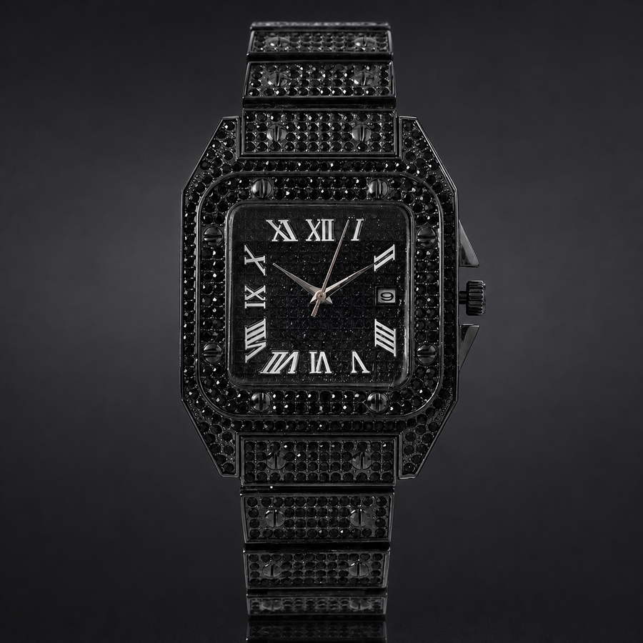Premium regenerated product view 005 — Roman tiled-detail square watch