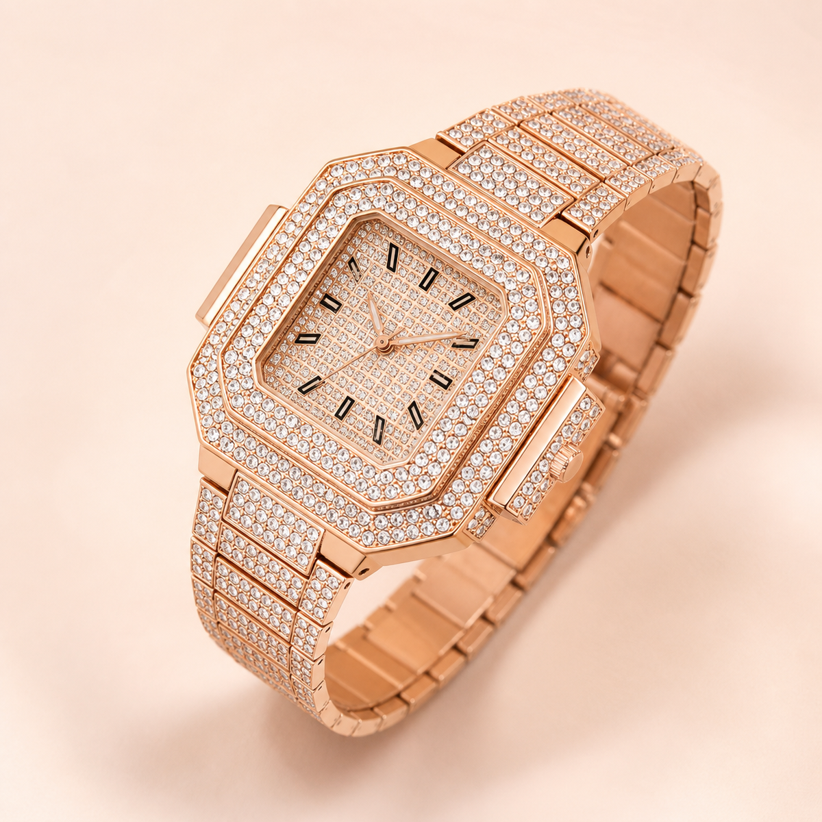 Premium regenerated product view 008 — Roman tiled-detail square watch