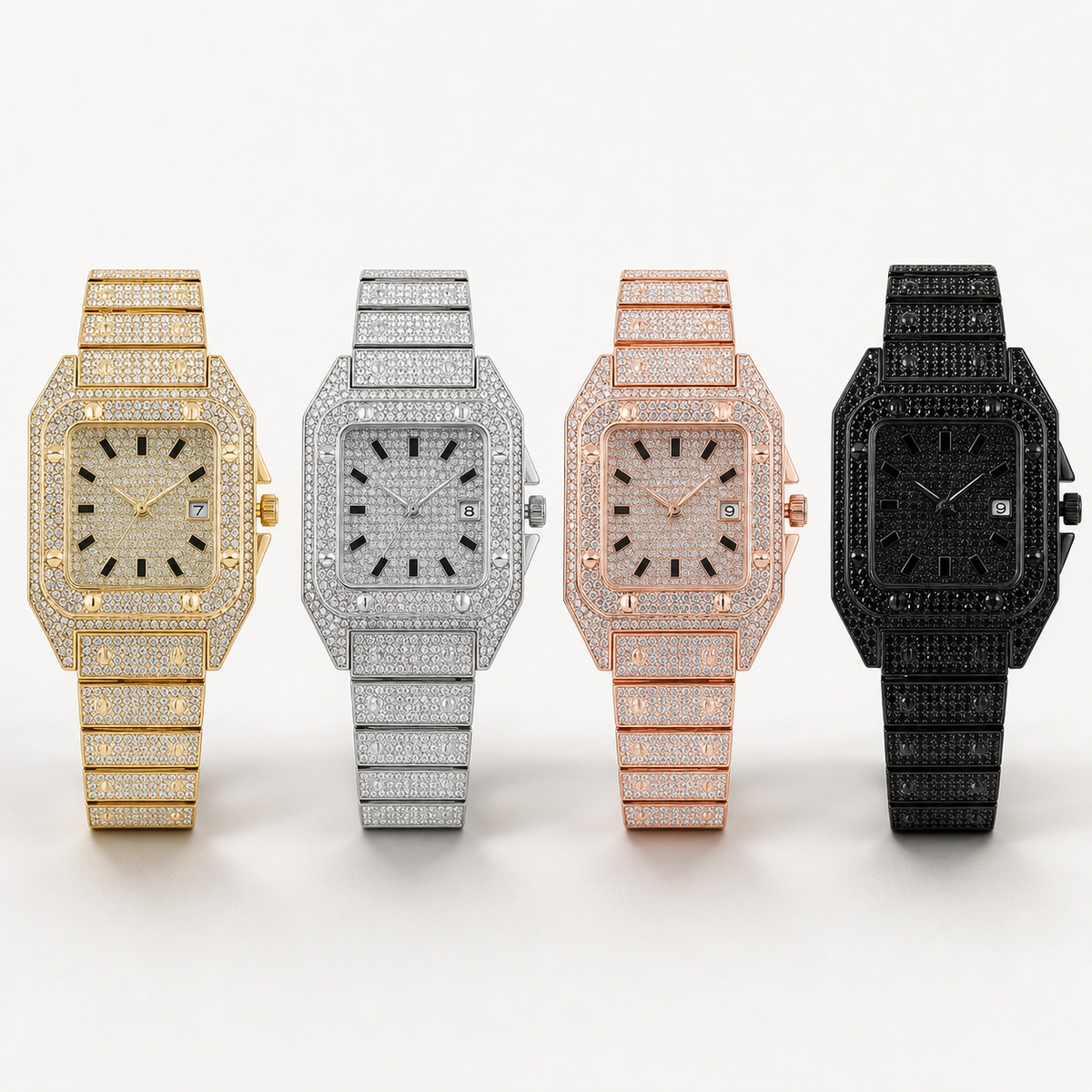 Premium regenerated product view 010 — Roman tiled-detail square watch