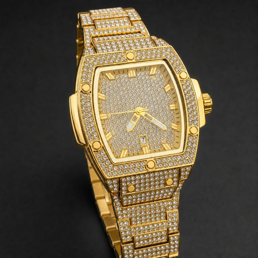 Premium regenerated product view 001 — angular tonneau high-shine watch