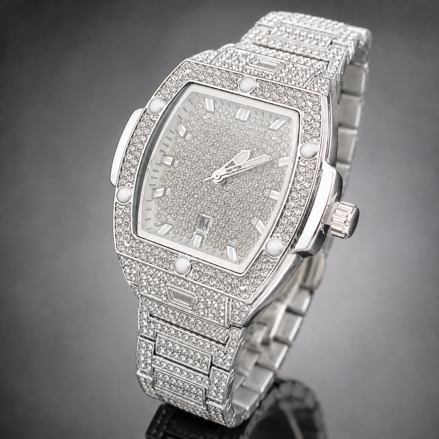 Premium regenerated product view 003 — angular tonneau high-shine watch