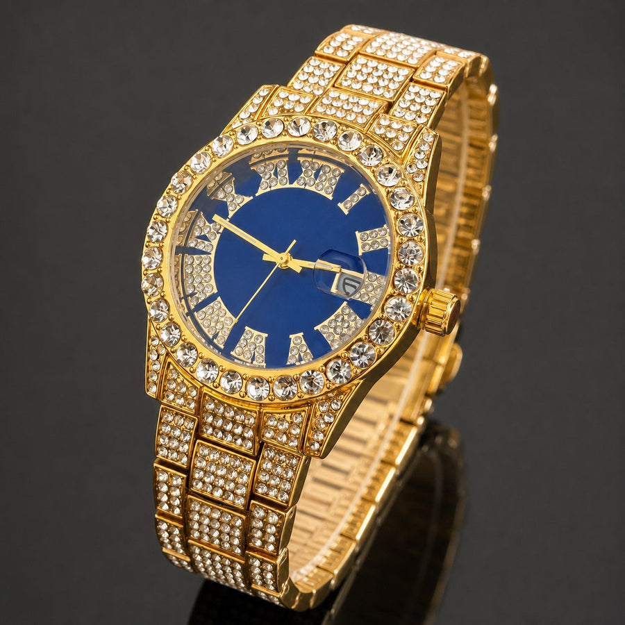 Premium regenerated product view 001 — blue Roman-index high-shine watch