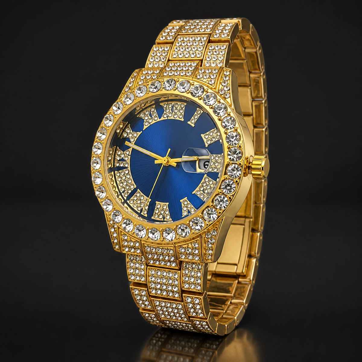 Premium regenerated product view 005 — blue Roman-index high-shine watch