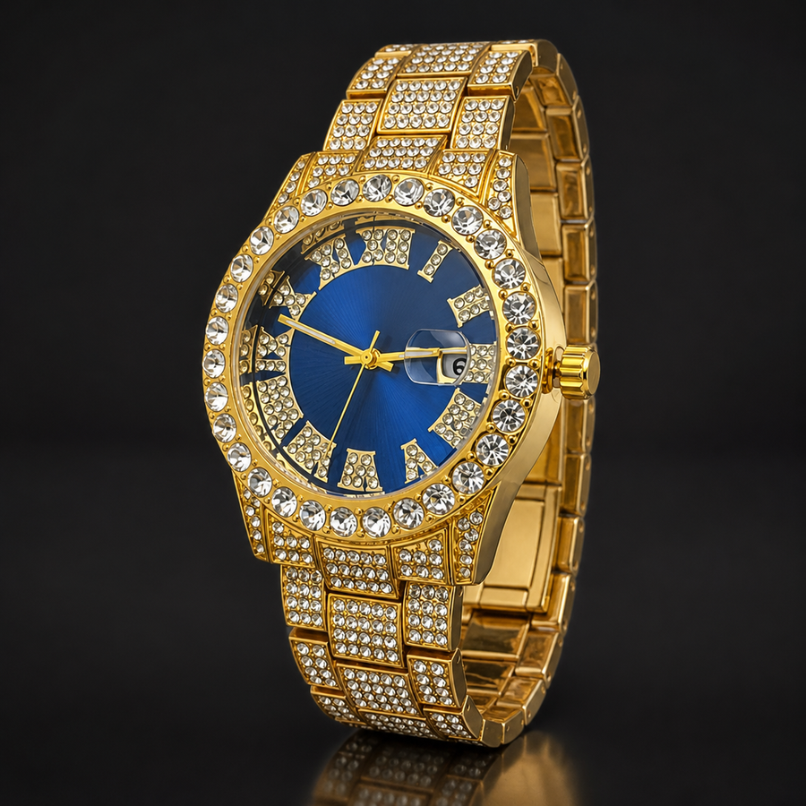 Premium regenerated product view 005 — blue Roman-index high-shine watch