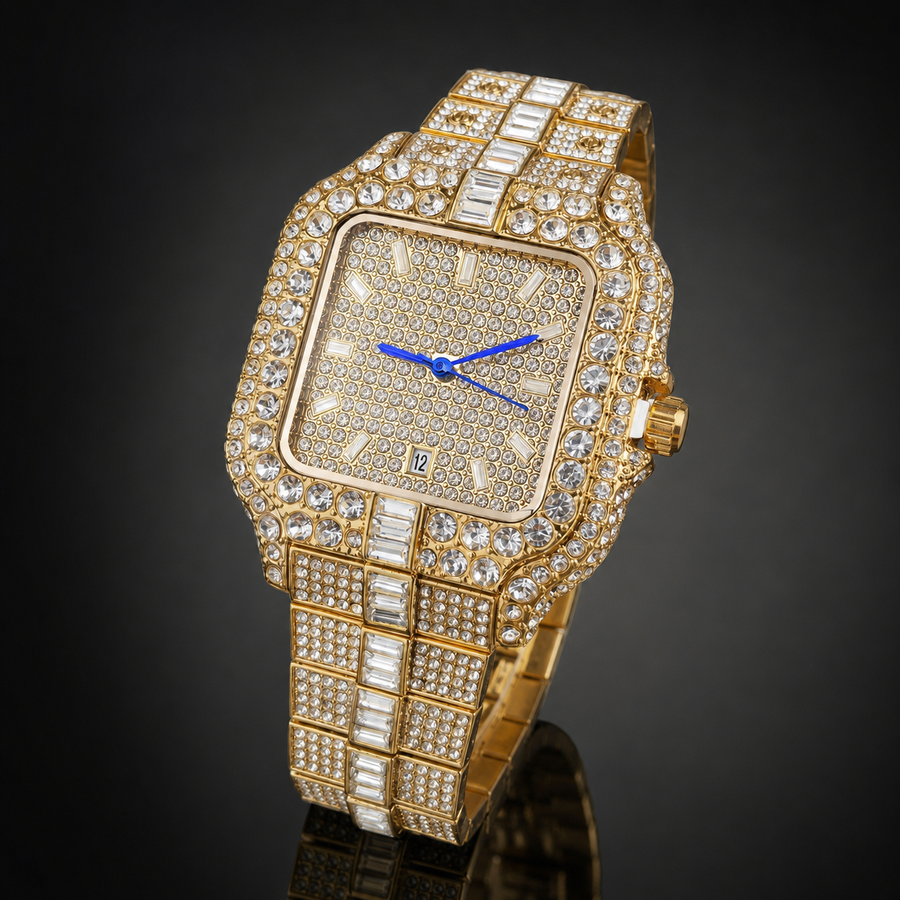 Premium regenerated product view 001 — blue-hand tonneau high-shine watch