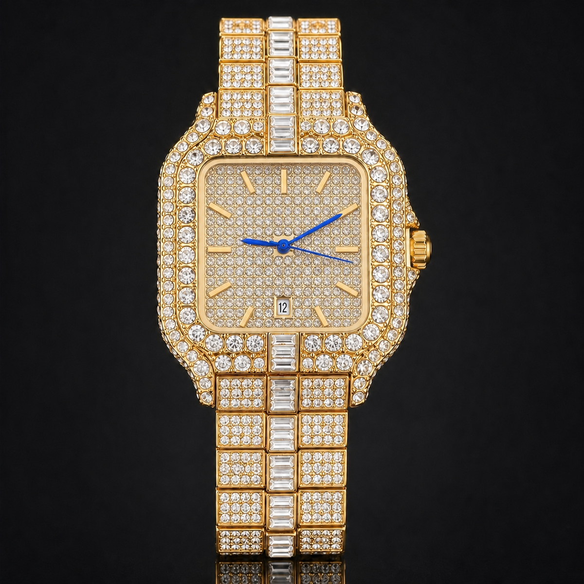 Premium regenerated product view 002 — blue-hand tonneau high-shine watch