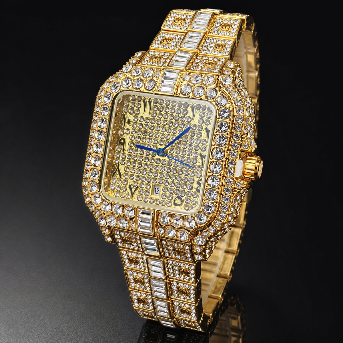 Premium regenerated product view 009 — blue-hand tonneau high-shine watch