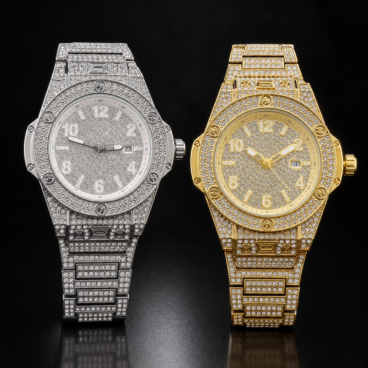 Premium regenerated product view 002 — round numeral high-shine watch