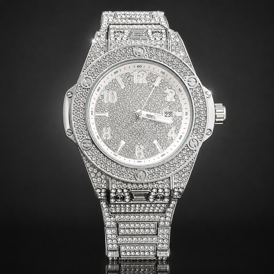 Premium regenerated product view 003 — round numeral high-shine watch