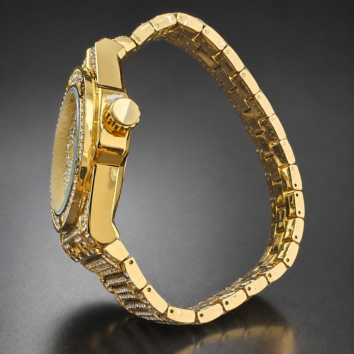 Premium regenerated product view 008 — round numeral high-shine watch