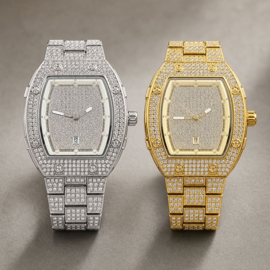 Men’s Faceted-Accent Tonneau Calendar Quartz Watch — regenerated view 2