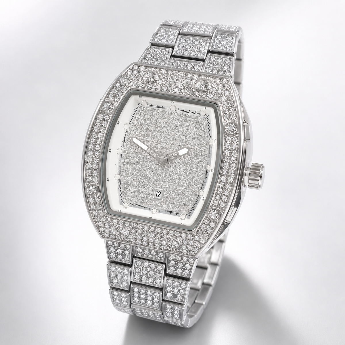 Men’s Faceted-Accent Tonneau Calendar Quartz Watch — regenerated view 3