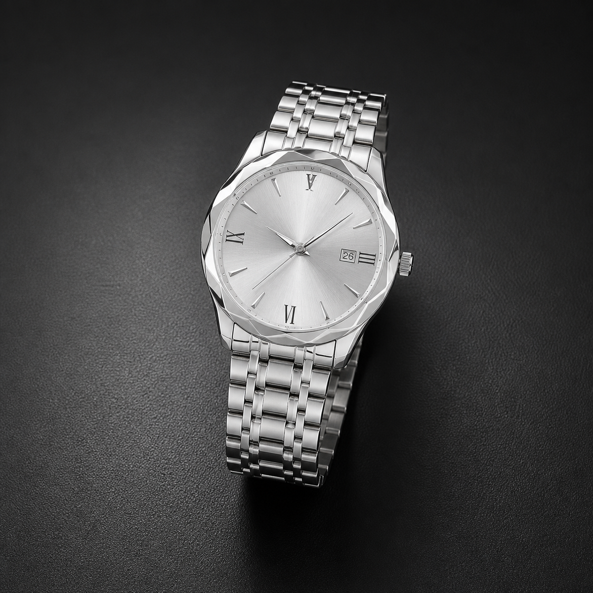 Men’s Faceted-Case Calendar Quartz Watch — product photo 02