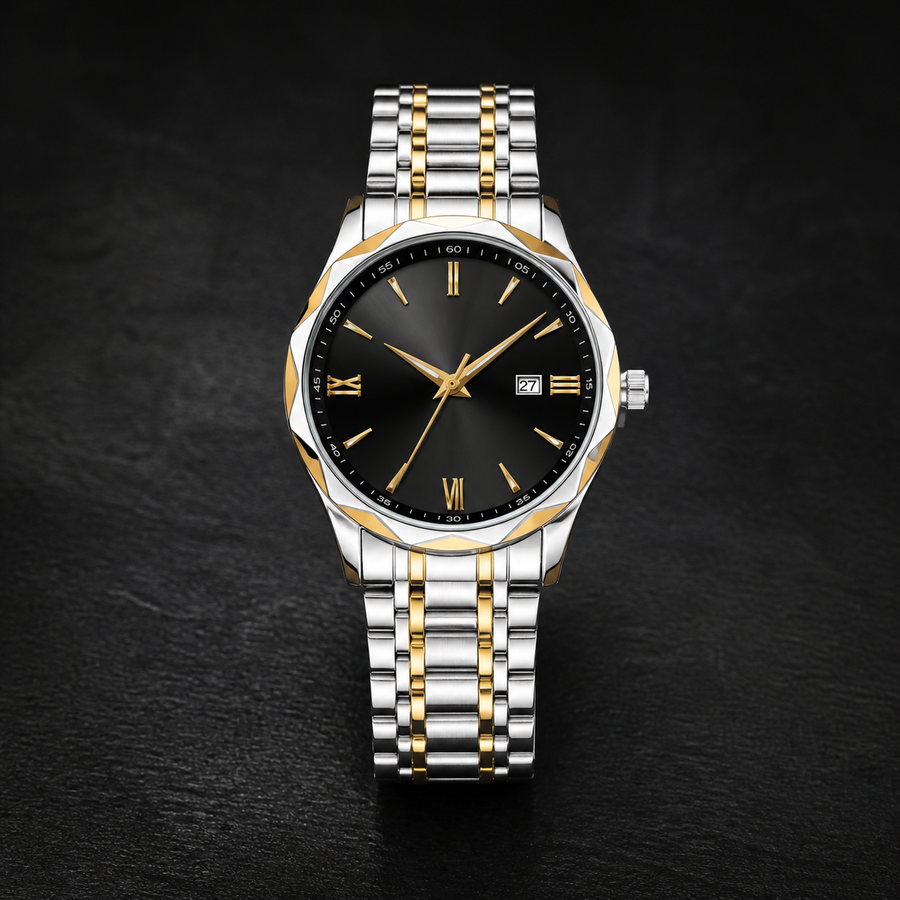 Men’s Faceted-Case Calendar Quartz Watch — product photo 03