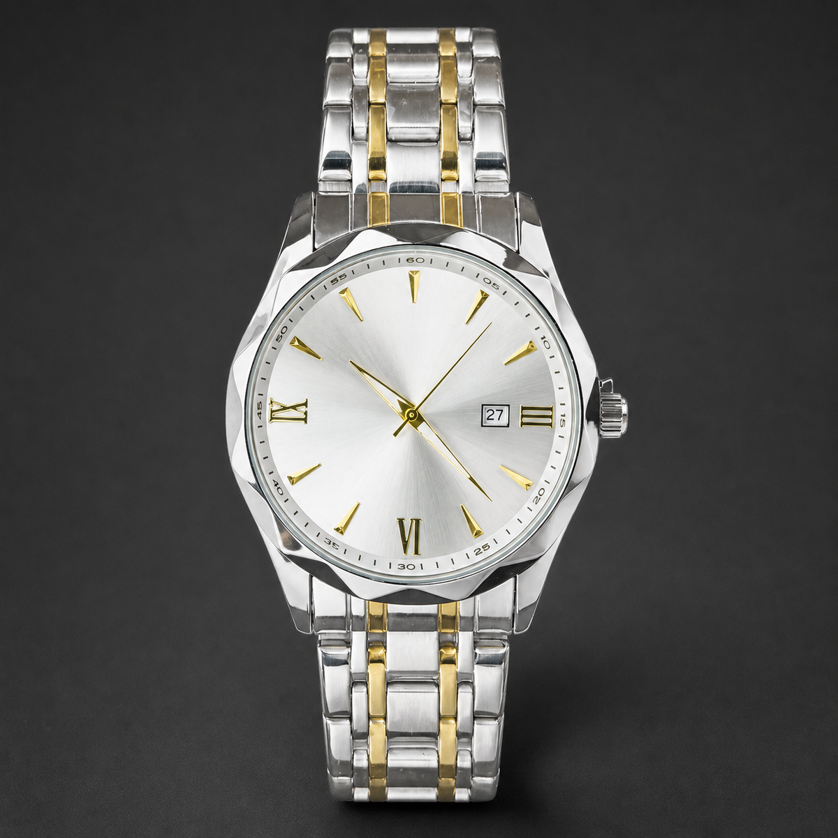 Men’s Faceted-Case Calendar Quartz Watch — product photo 04