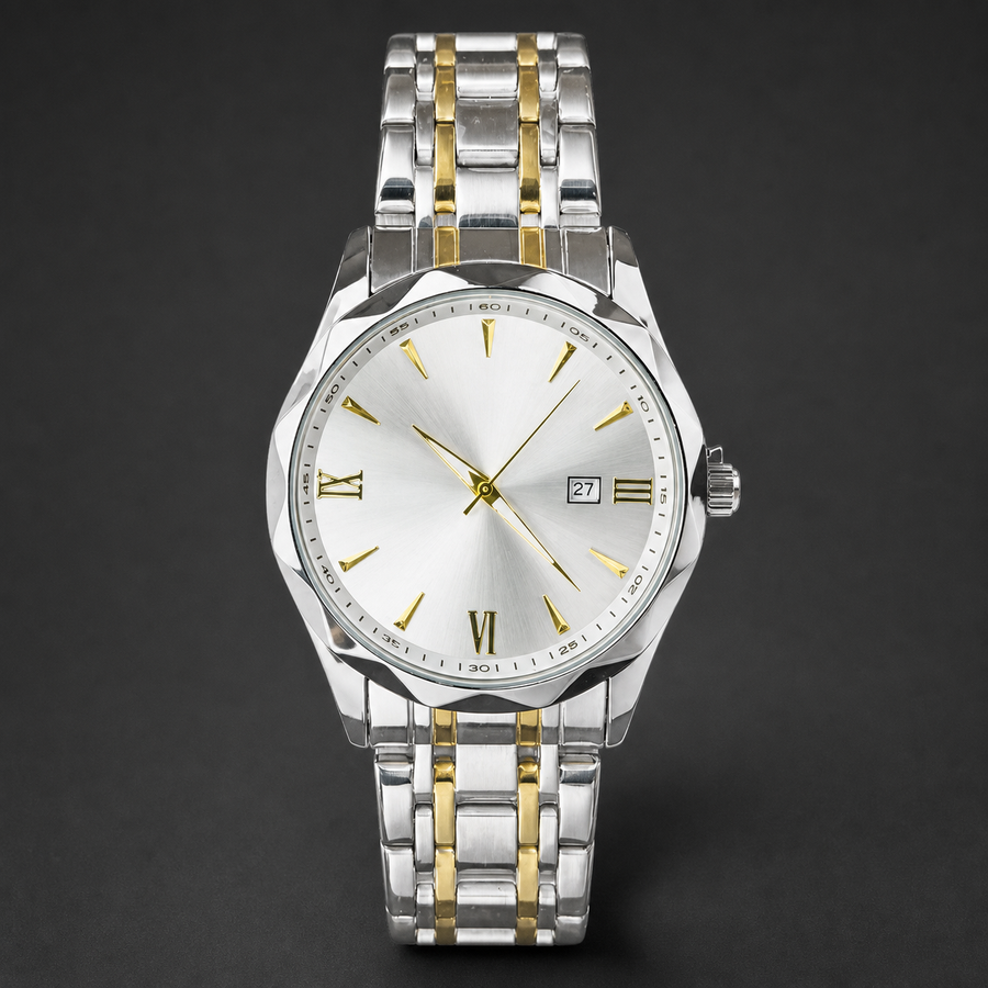 Men’s Faceted-Case Calendar Quartz Watch — product photo 04