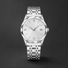 Men’s Faceted-Case Calendar Quartz Watch — Silver, product photo 06