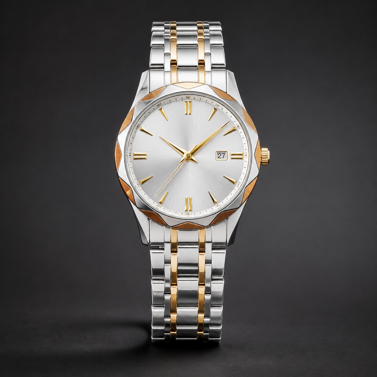 Men’s Faceted-Case Calendar Quartz Watch — product photo 08